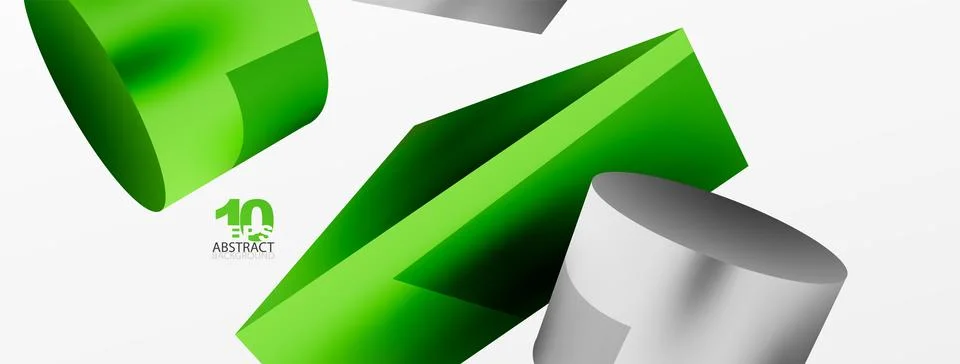 Metallic 3d shape vector geometric background. Trendy techno business template Illustrazione stock