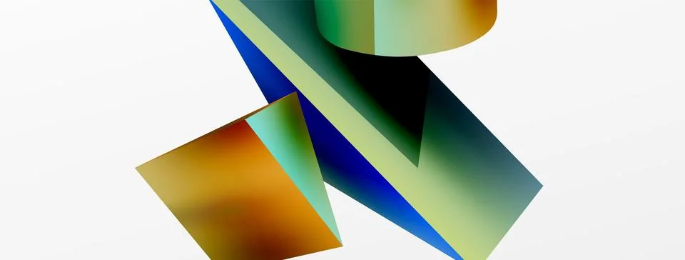 Metallic 3d shape vector geometric background. Trendy techno business template Stock Illustration