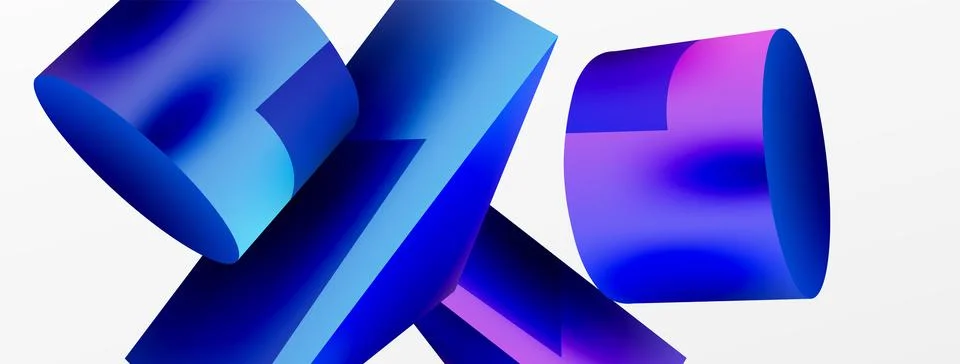 Metallic 3d shape vector geometric background. Trendy techno business template Stockillustratie