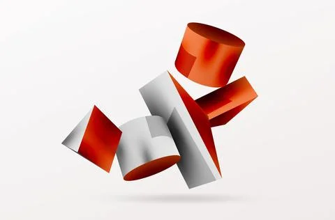 Metallic 3d shape vector geometric background. Trendy techno business template Illustrazione stock