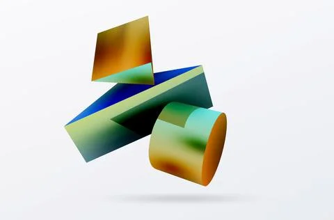 Metallic 3d shape vector geometric background. Trendy techno business template Illustrazione stock