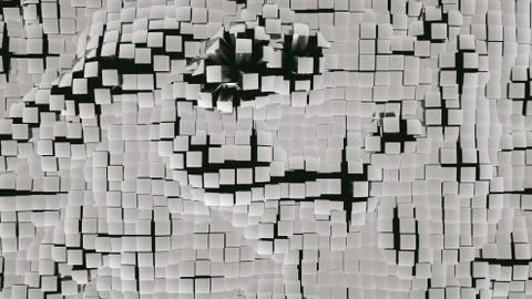 Metallic 3D system grid of cubes, 3D Photorealistic Stock Illustration