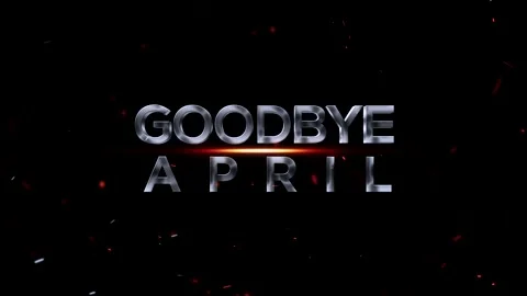 Metallic 3D text reading goodbye april with orange glowing light and floati.. Video stock 343575883