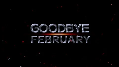 Metallic 3d text reading goodbye february with glowing orange light and flo.. Video stock 343575906