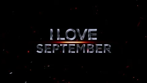 Metallic 3d text reading i love september with glowing light effects Video stock 343575910