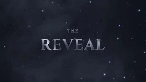 Metallic 3D text THE REVEAL emerges from swirling dark smoke Stock Footage 345186900