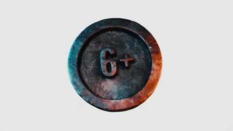 Metallic 6 Plus Age Restriction Badge With Alpha Channel Vídeo Stock 332329128