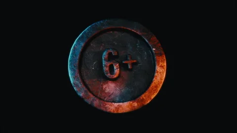 Metallic 6 Plus Age Restriction Badge Emerging From Darkness Stock Footage 332474736