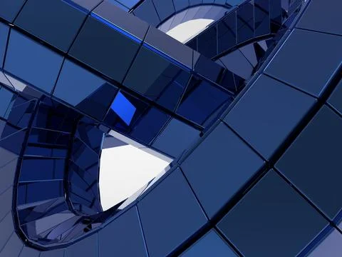 Metallic Abstract Blue Shape - Modern Futuristic Design Ilustración de archivo