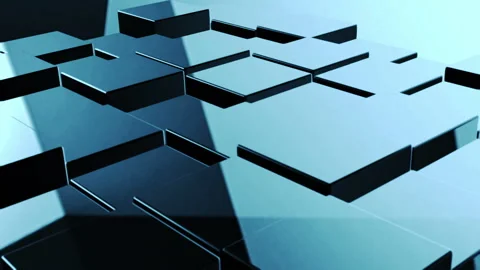 Metallic abstract cubes are turning, 3d animation Stock Footage 91496683