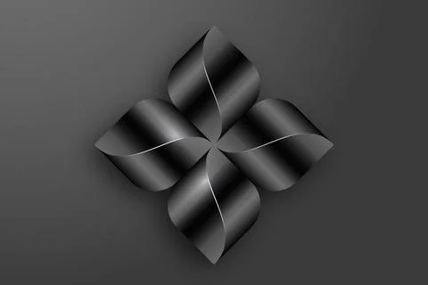 Metallic Abstract Flower Propeller, 3D vector geometric Rhomboid logo Stock Illustration