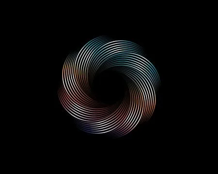 Metallic Abstract Flower Vortex, vector geometric circles logo design Illustrazione stock