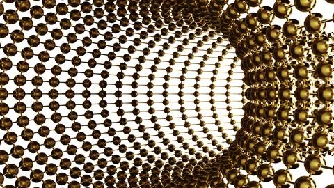 Metallic abstract pipeline grid, 3d technology. Design. Flying inside bending Stock Illustration