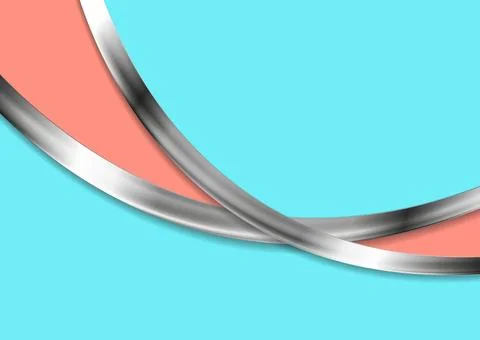 Metallic abstract waves on a pastel pink and blue background Stock Illustration