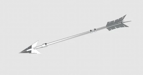 Metallic arrow rotation animation seamlessly loopable. 3D rendering isolate.. Stock Footage 323329105