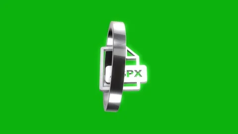 Metallic ASPX file format icon spinning in silver ring on green screen back.. Stock Footage 346499343