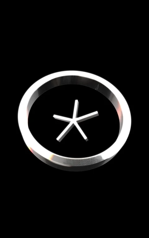 Metallic asterisk symbol rotating within silver ring on black background sh.. Stock Footage 346499314