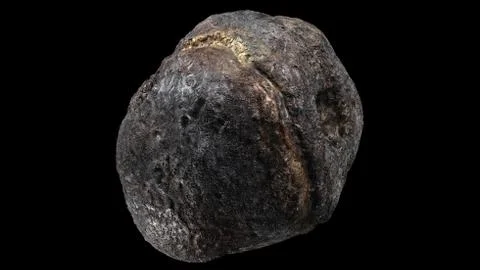 Metallic Asteroid 3D rendering over black background Stock Illustration