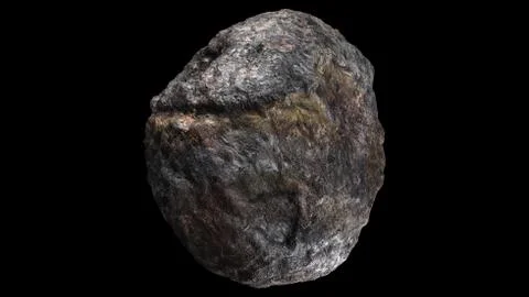 Metallic Asteroid 3D rendering over black background Stock-Illustration