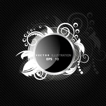 Metallic background with carbon texture and floral elements イラスト素材