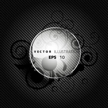 Metallic background with carbon texture and floral elements Ilustración de archivo