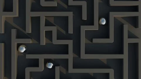 Metallic balls inside maze top view Illustrazione stock