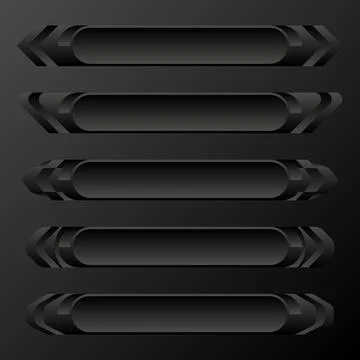 Metallic black game ui interface lower third title banner bar set Stock Illustration