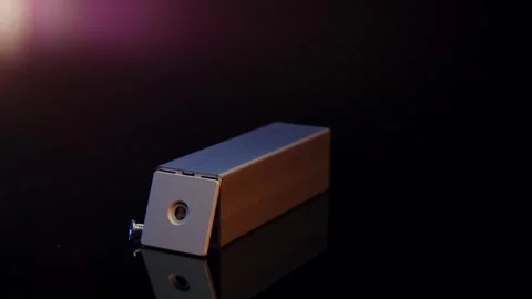 Metallic Blue and Copper Block, Rotating Studio Product Shot Stock-Footage 342320271