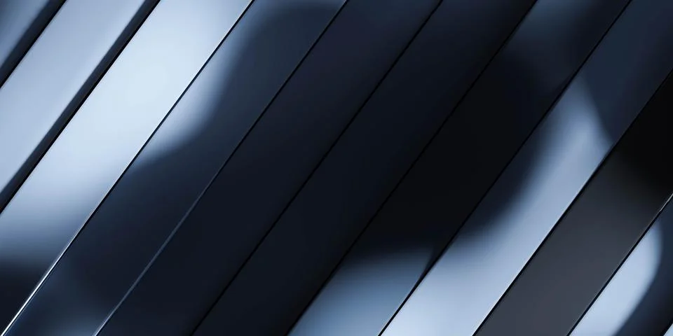 Metallic blue colored wave pattern geometric shape object 3d render illustration Stock Illustration