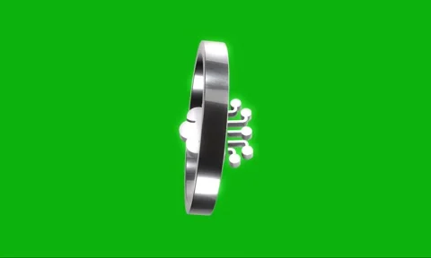 Metallic brain circuit logo spinning on green background. Stock Footage 346499461