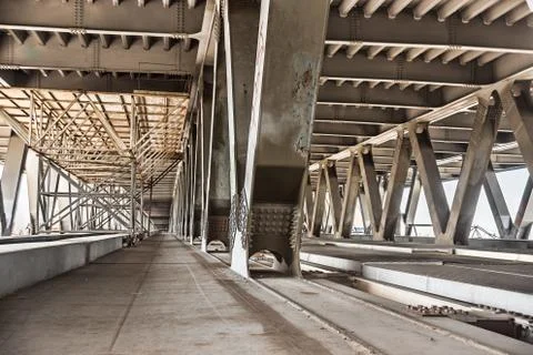 Metallic bridge construction Stock Photos
