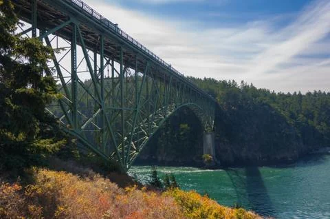 Metallic bridge at Deception Pass Stock Photos