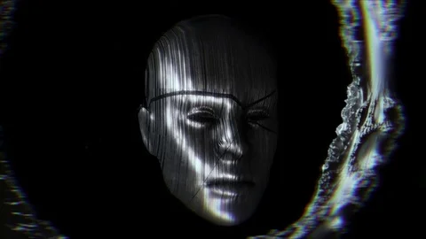 Metallic broken face.Sci-fi seamless background 库存影片 76363143