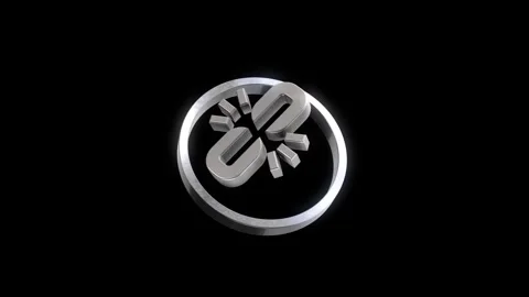 Metallic broken link icon rotating in circle against black background for c.. Stock Footage 346499284