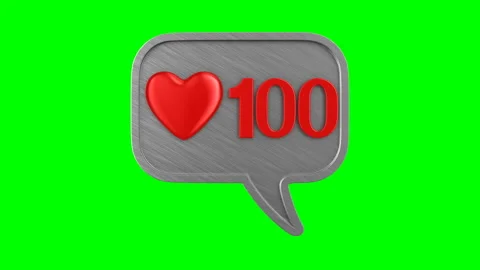 Metallic bubble speak with 100 like on green background. Isolated 3D illustra Stock Footage 119885083