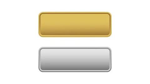 Metallic button collection with gold and silver rectangular panels, rounded.. Stock Illustration