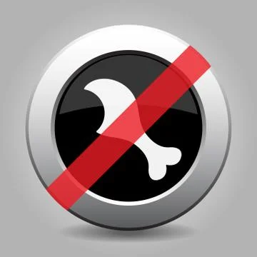 Metallic button, gnawed chicken leg, ban icon Stock Illustration