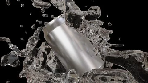 Metallic can drop to water splash feel fresh. Stock Illustration