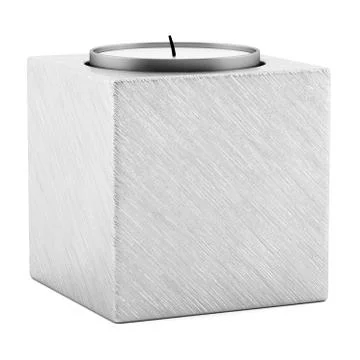 Metallic candlestick with candle isolated on white background Stock Illustration