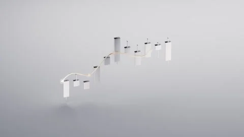 Metallic candlestick chart with white background, 3d rendering. Stock Footage 324679086