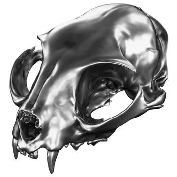 Metallic Cat Skull Stock Illustration