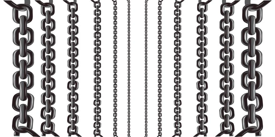 Metallic chain Separated by a white background, abstract background. Stock Illustration