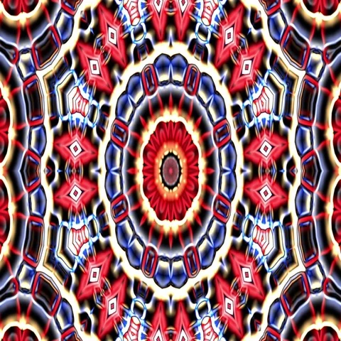 Metallic Chrome Colorful Hypnotic Rotating Kaleidoscope Motion Background Loop Stock Footage 69546258