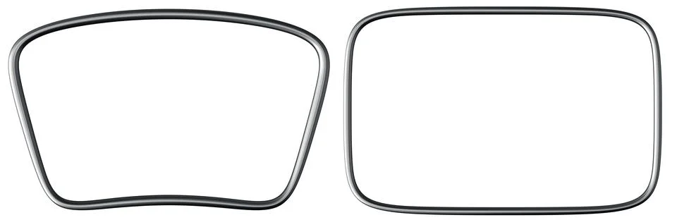 Metallic chrome rectangular frames are arranged side by side, featuring a s.. Stock Illustration