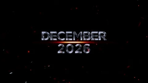 Metallic chrome text for December 2026 calendar event or announcement backg.. Vídeos de archivo 343576042