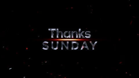 Metallic chrome text design reading thanks sunday with glowing orange light.. Video stock 343575968