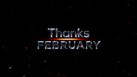 Metallic chrome text design saying Thanks February with glowing orange ligh.. Видео 343575987