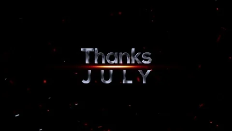 Metallic chrome text design saying Thanks July with glowing light effects a.. Video stock 343575991