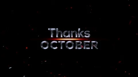 Metallic chrome text design saying thanks october with glowing light effects 库存影片 343576015