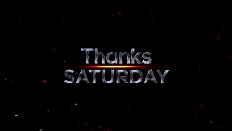 Metallic chrome text design saying thanks saturday with glowing light effect Vídeo Stock 343576017
